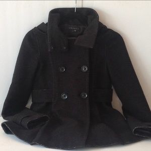 THEORY brand “lily” dark grey hooded peacoat